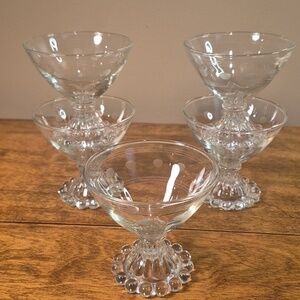 ANCHOR HOCKING Vintage Berwick "Boopie" Glasses Etched Circles and Bands, Set 5